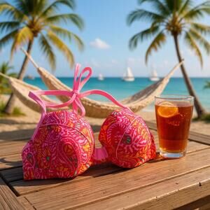 Aerie Swim Brooke Bikini Bra Top Pink Paisley Halter Strappy Underwire 36C